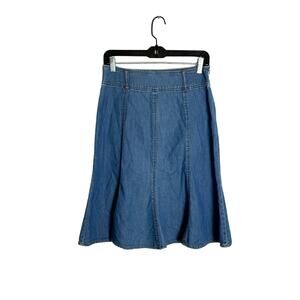 Westport Denim Skirt Womens Sz 4 Fit and Flare Midi Chambray Medium Wash y2k 90s